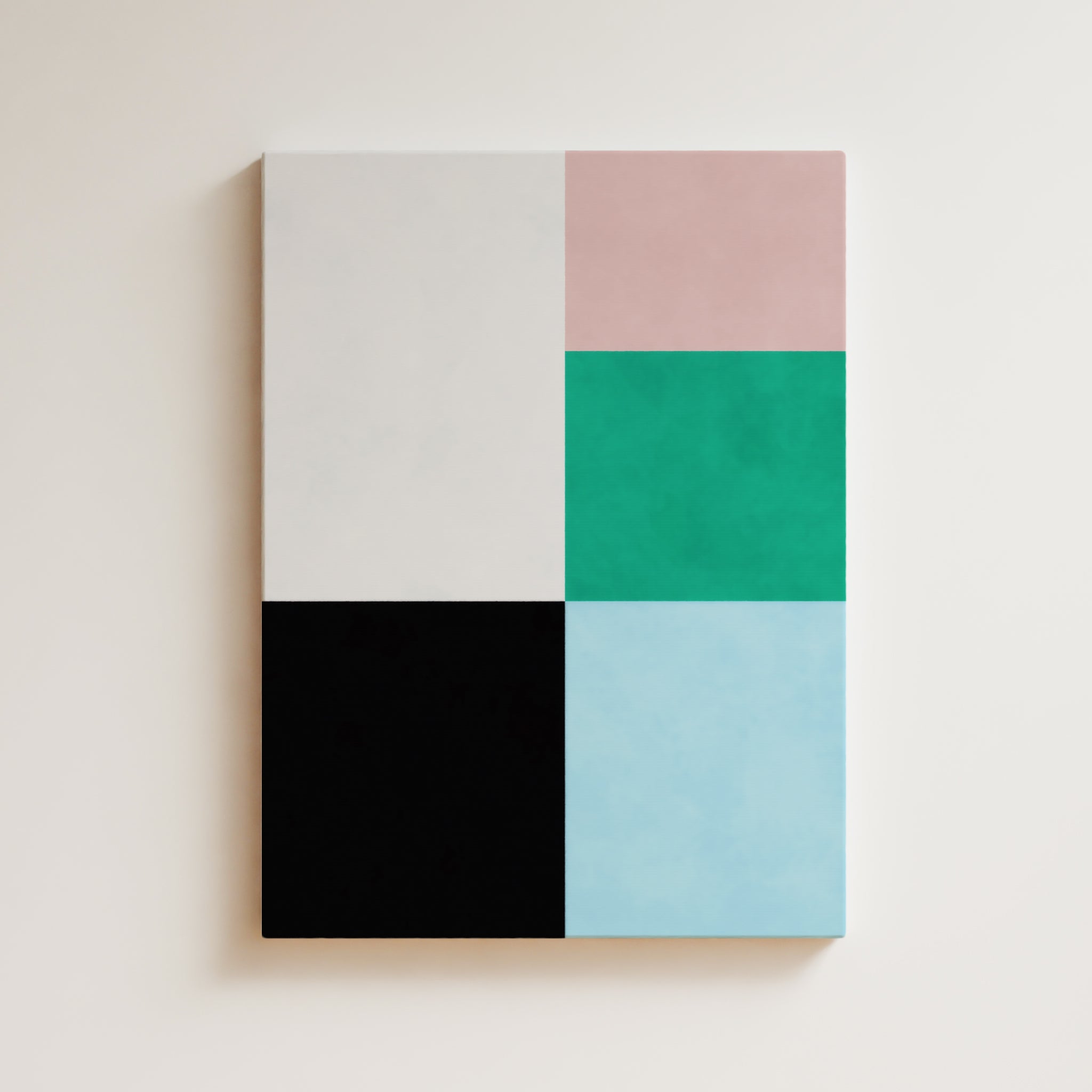 Abstract Artwork Print On Canvas - Minimalist Geometric Modern Art - Green, Pink, Blue, Black, White Minimal Wall Art