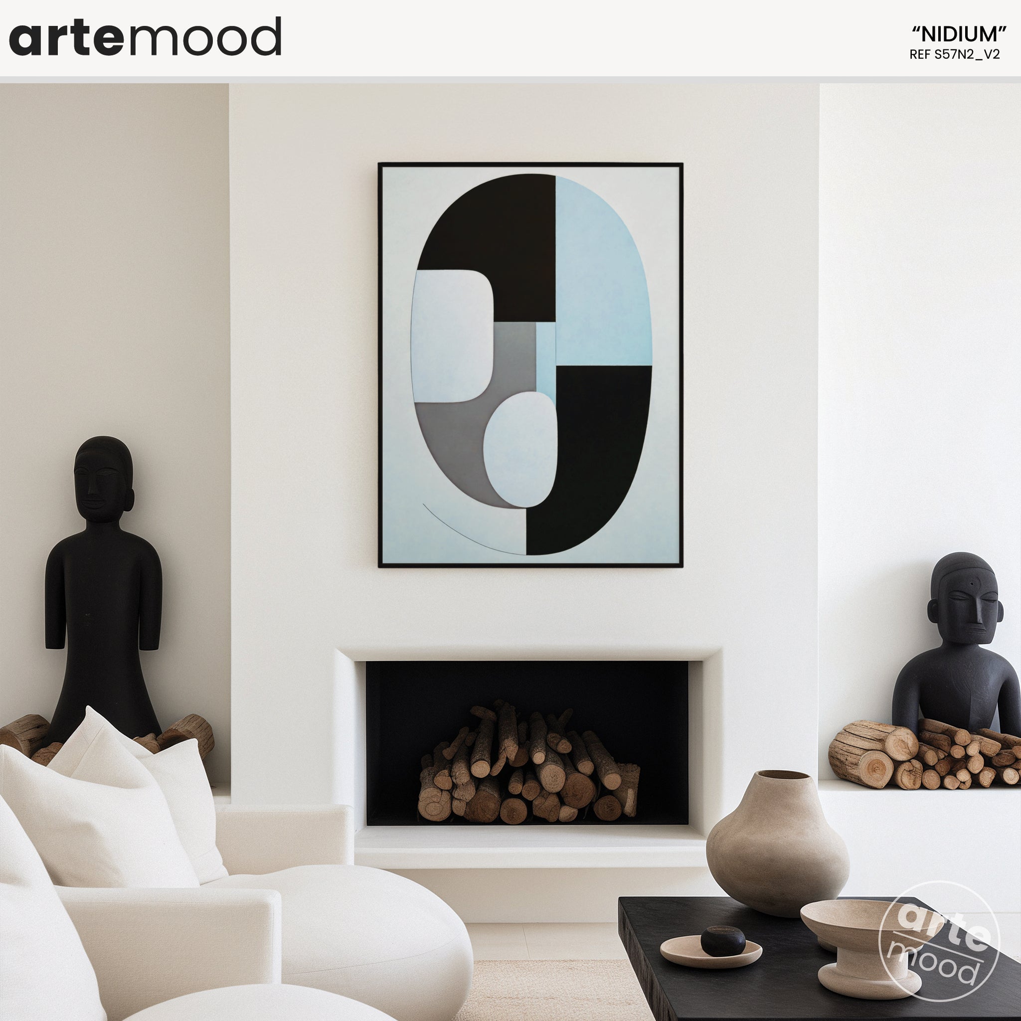 Abstract Artwork Print On Canvas - Minimalist Geometric Modern Composition - Contemporary Minimal Framed Art