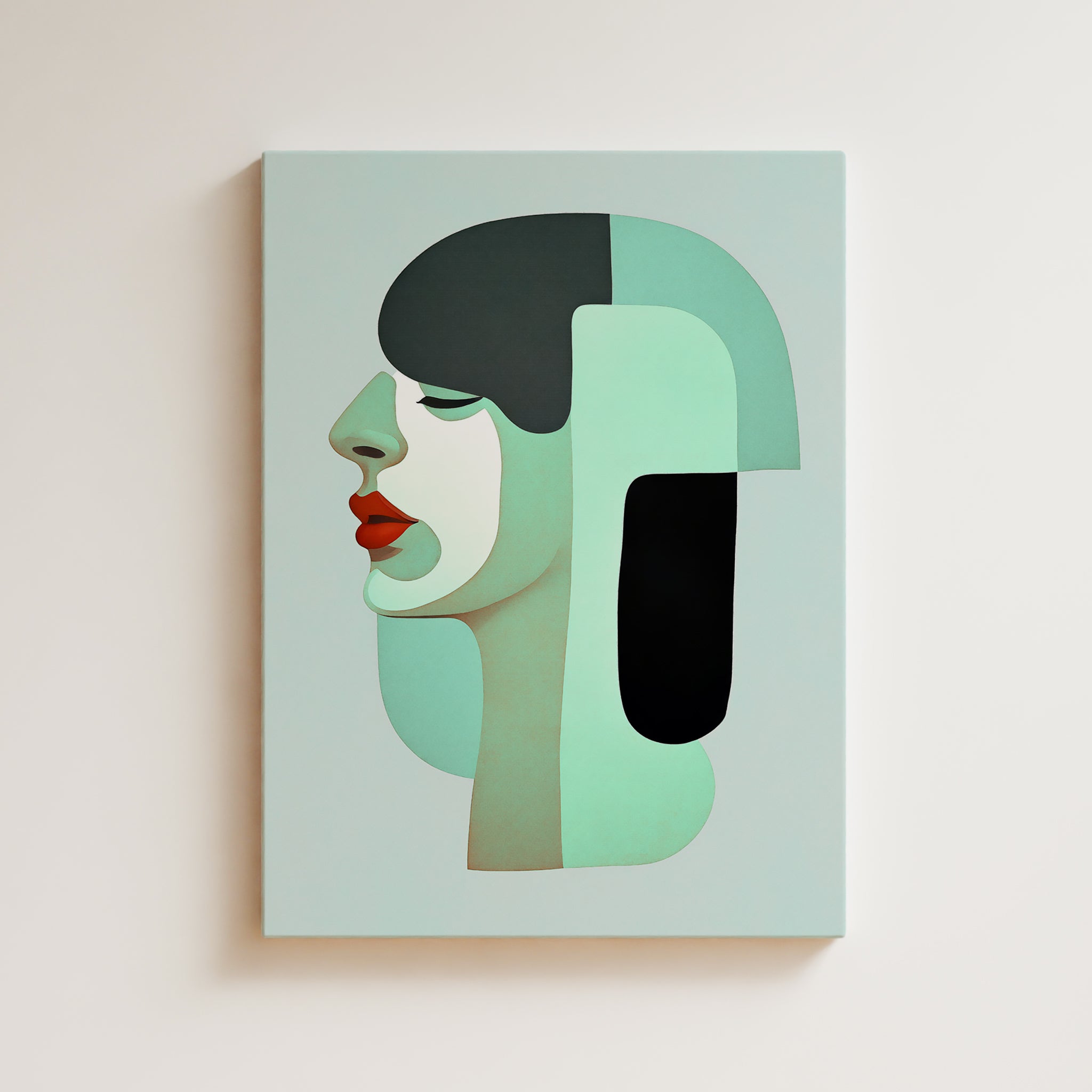 Woman Artwork Print - Modern Portrait Art Print - Woman Illustration, Mindful Art, Green Lime Cool Wall Art