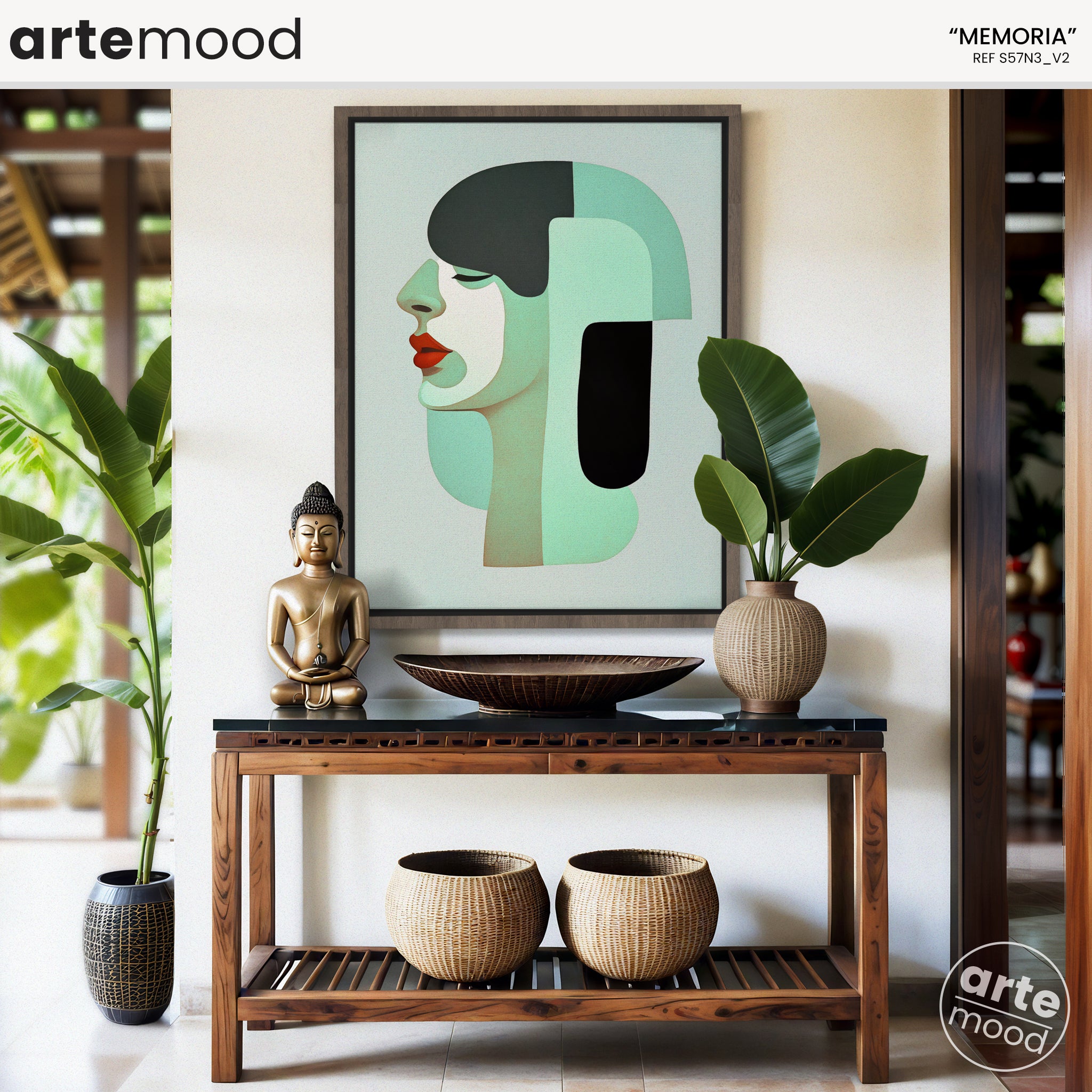 Woman Artwork Print - Modern Portrait Art Print - Woman Illustration, Mindful Art, Green Lime Cool Wall Art