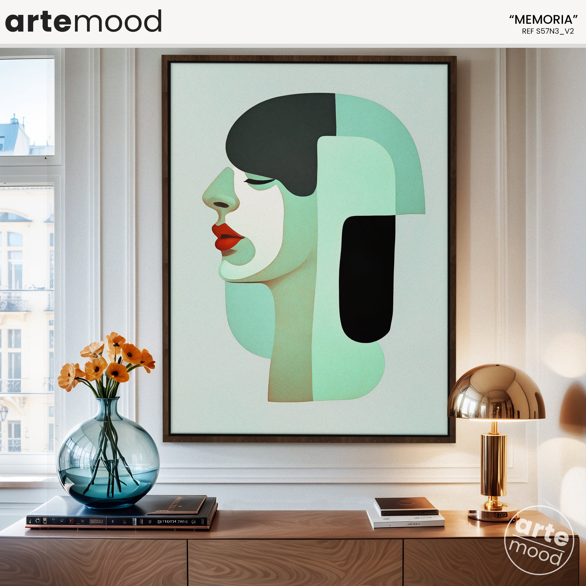 Woman Artwork Print - Modern Portrait Art Print - Woman Illustration, Mindful Art, Green Lime Cool Wall Art