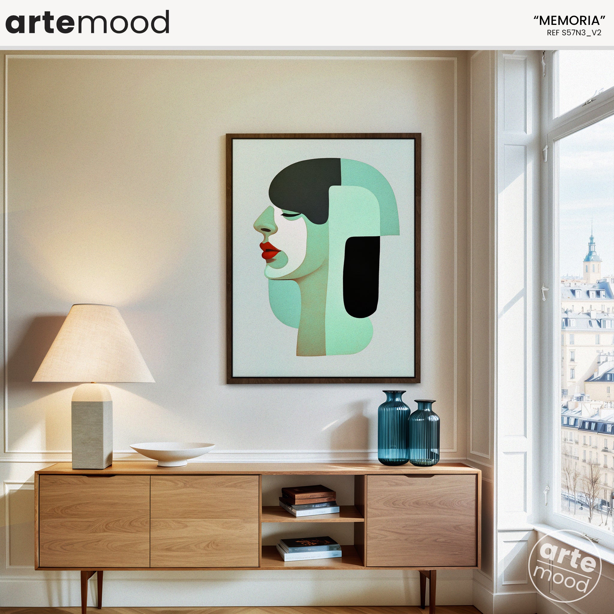 Woman Artwork Print - Modern Portrait Art Print - Woman Illustration, Mindful Art, Green Lime Cool Wall Art