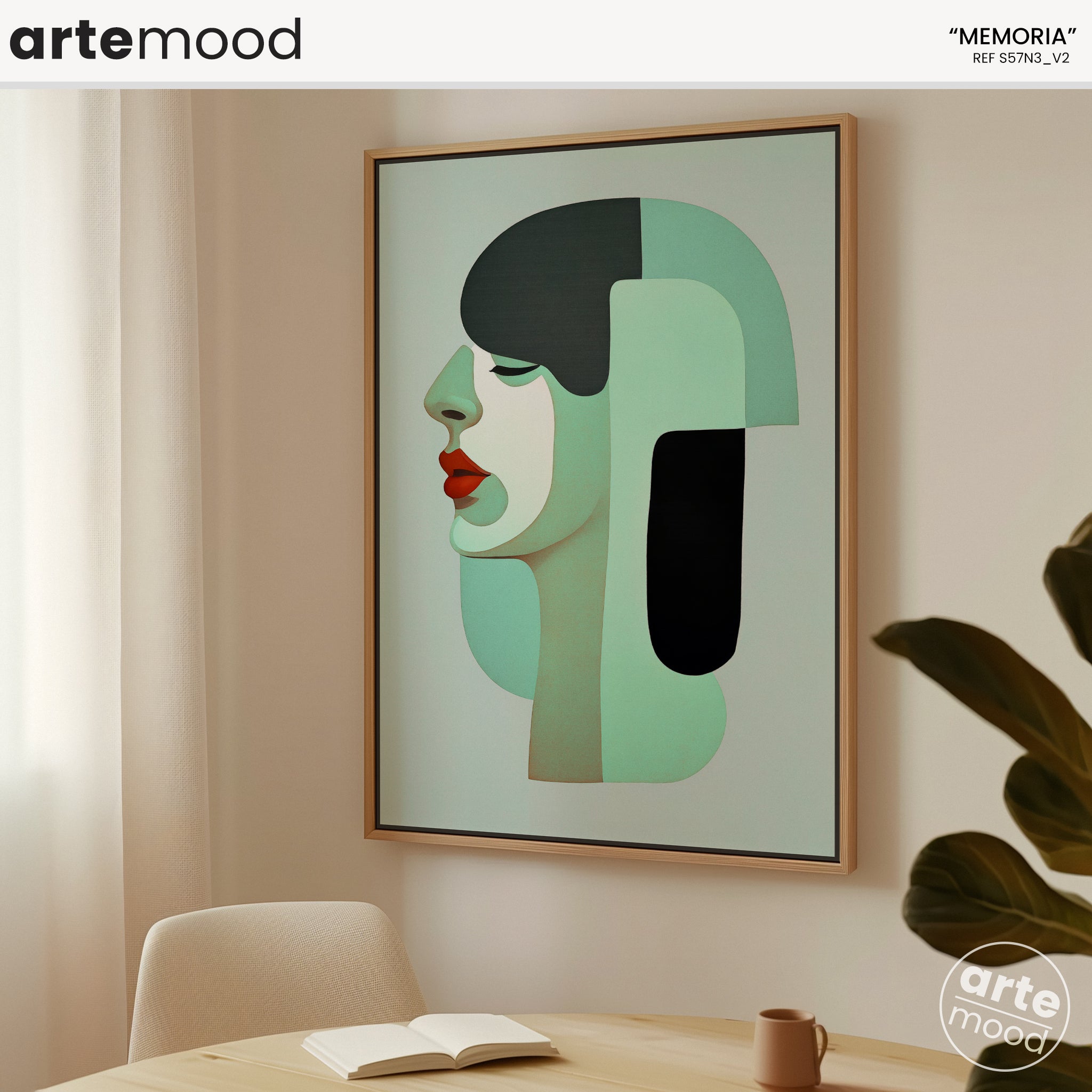 Woman Artwork Print - Modern Portrait Art Print - Woman Illustration, Mindful Art, Green Lime Cool Wall Art