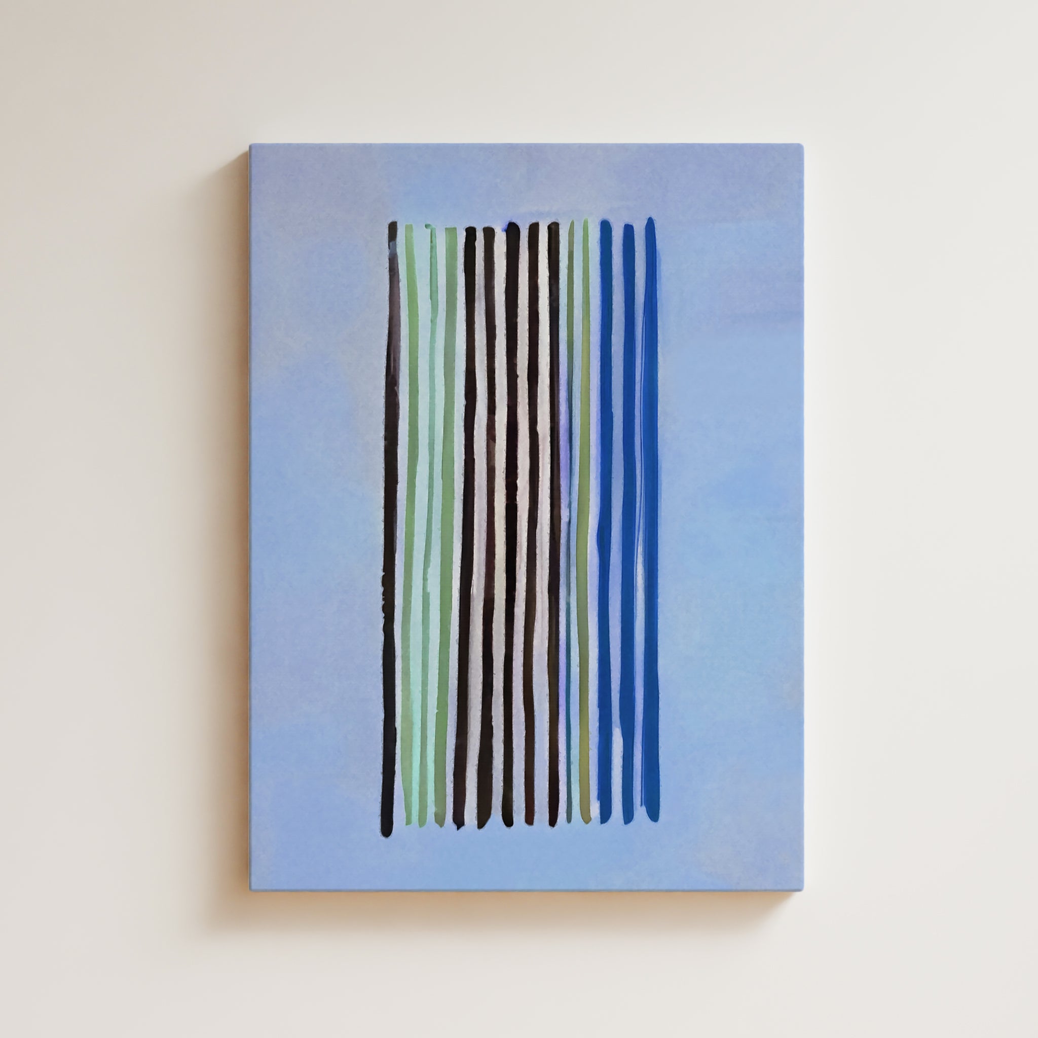 Color Field Artwork Print On Canvas - Minimalist, Zen, Color Lines, Blue, Green, Relax