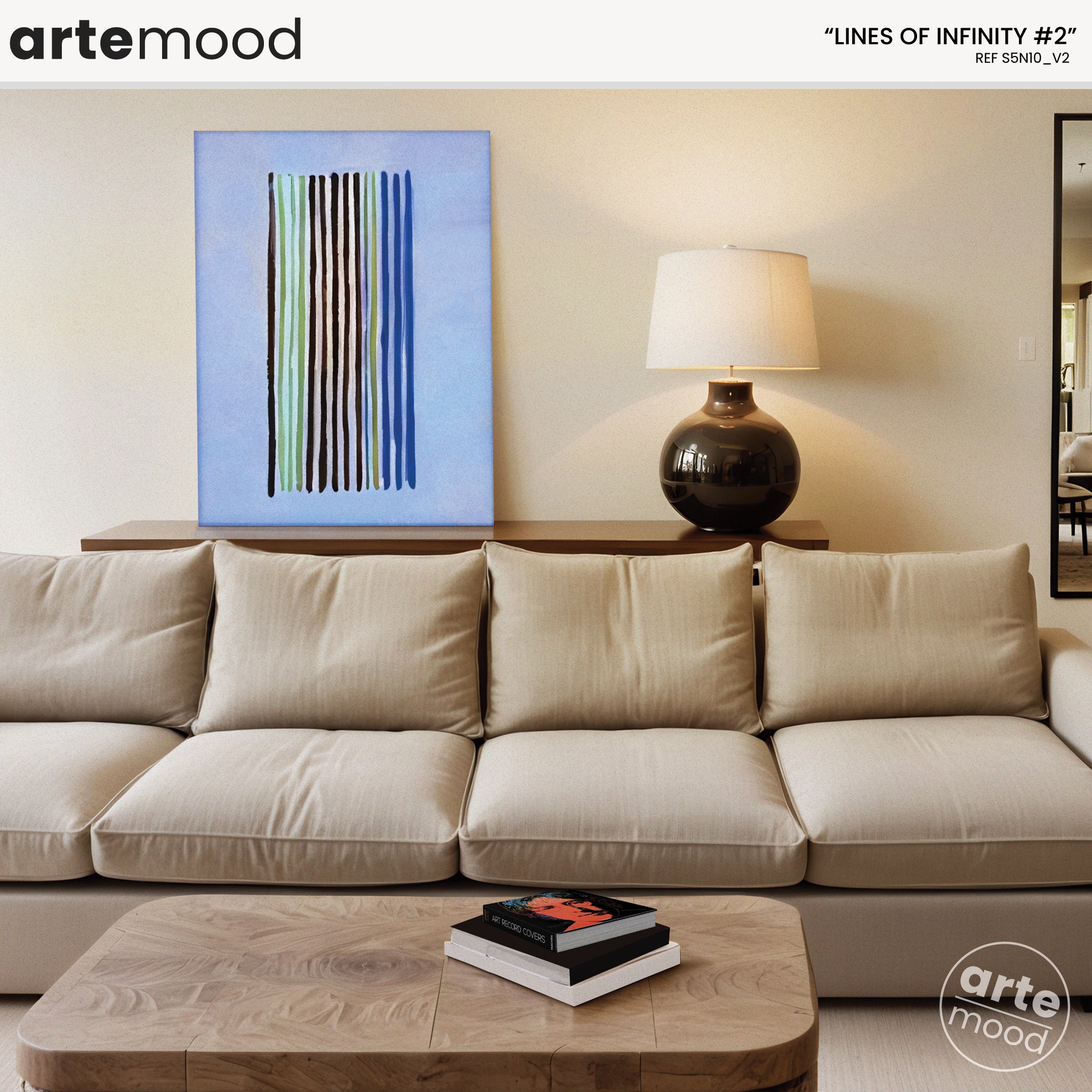 Color Field Artwork Print On Canvas - Minimalist, Zen, Color Lines, Blue, Green, Relax