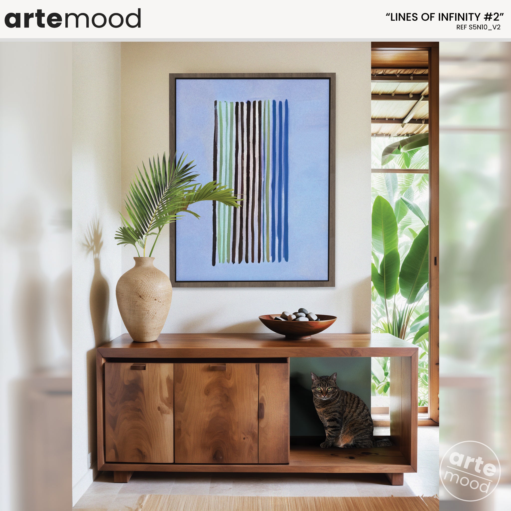 Color Field Artwork Print On Canvas - Minimalist, Zen, Color Lines, Blue, Green, Relax