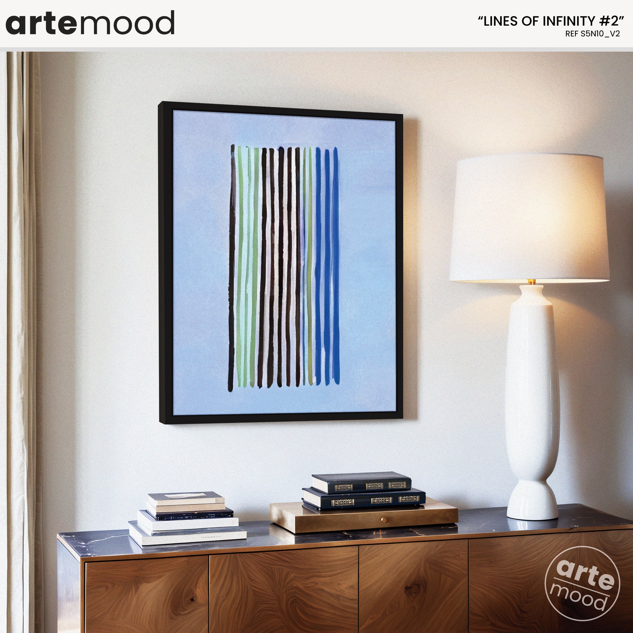 Color Field Artwork Print On Canvas - Minimalist, Zen, Color Lines, Blue, Green, Relax