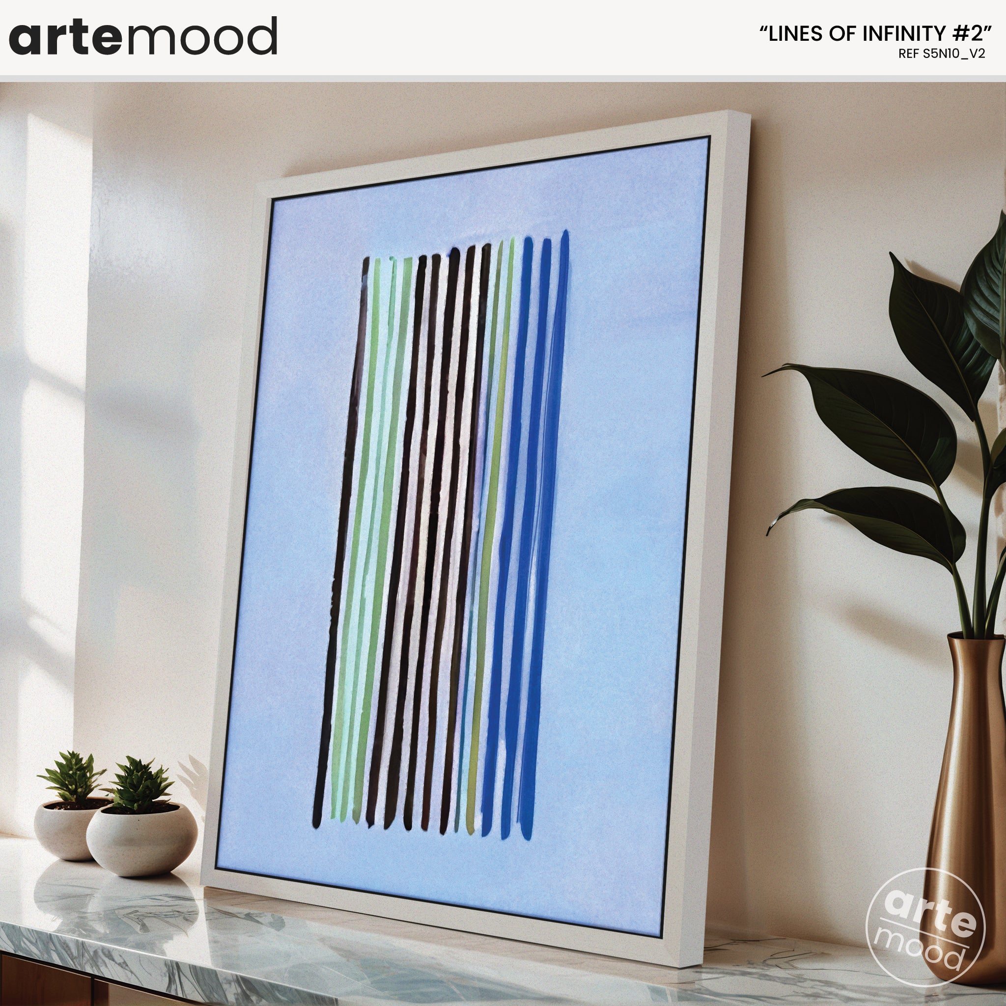 Color Field Artwork Print On Canvas - Minimalist, Zen, Color Lines, Blue, Green, Relax