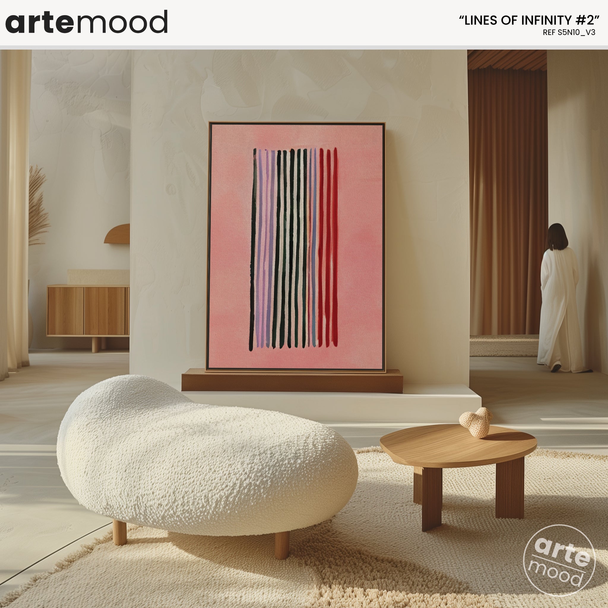 Abstract Artwork Print On Canvas - Minimal Composition Zen Art - Red Lines - Chic Elegant Wall Art Framed