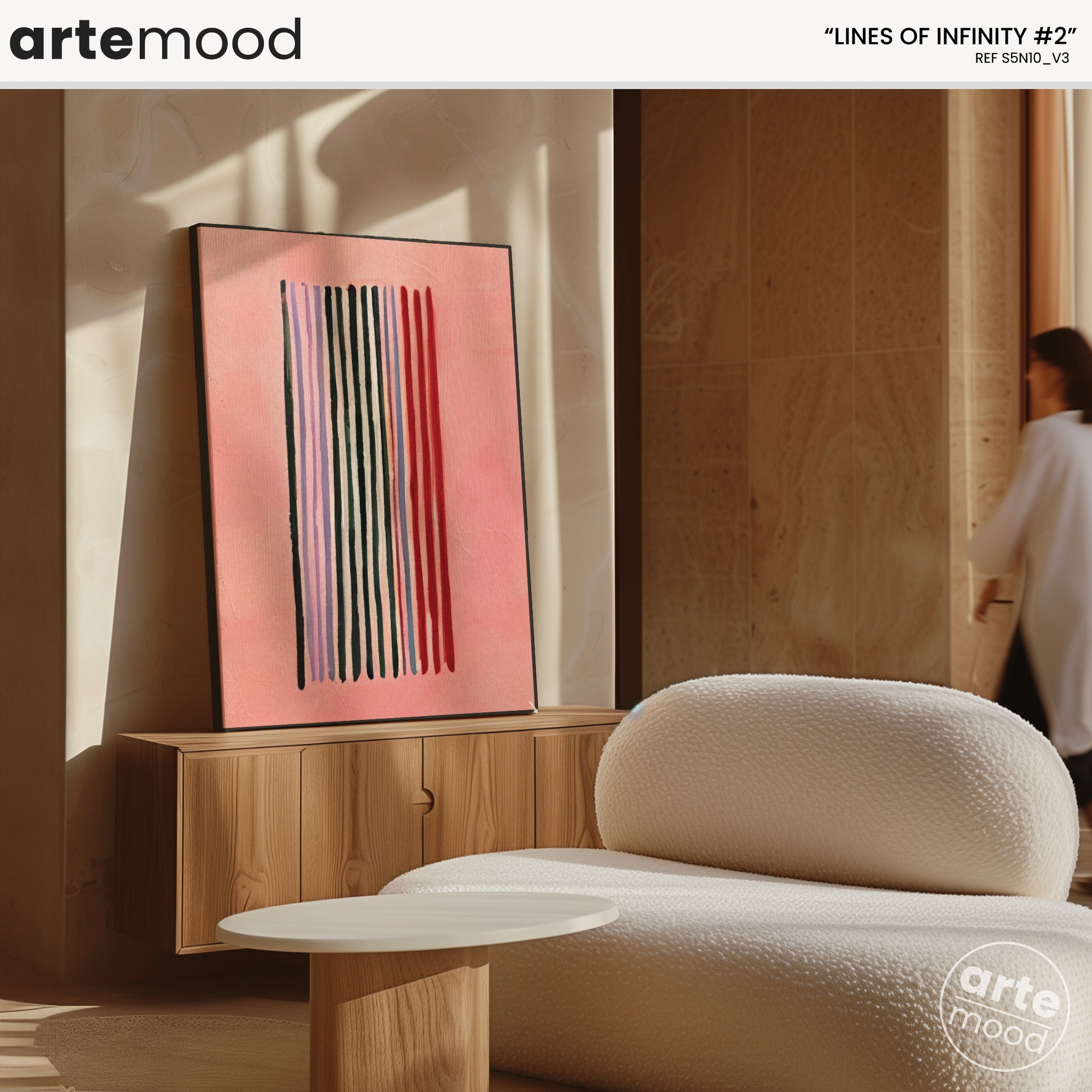 Abstract Artwork Print On Canvas - Minimal Composition Zen Art - Red Lines - Chic Elegant Wall Art Framed