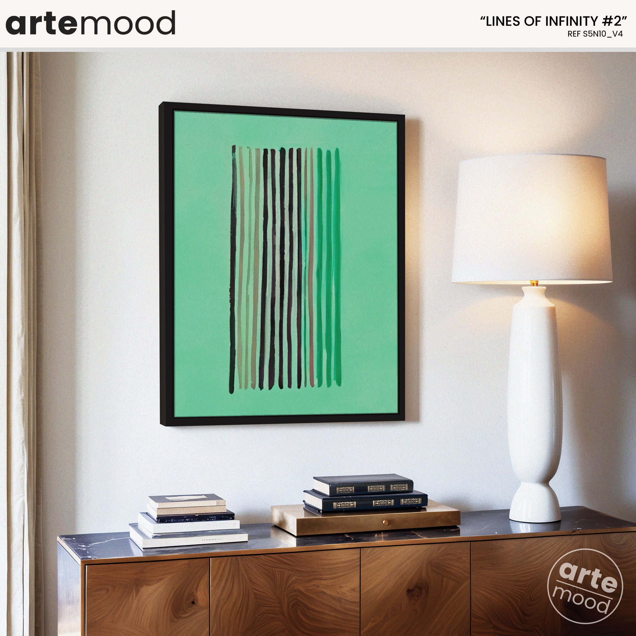 Abstract Artwork Print On Canvas - Minimalist Geometric Modern Art Composition - Framed Art Minimal Green Color