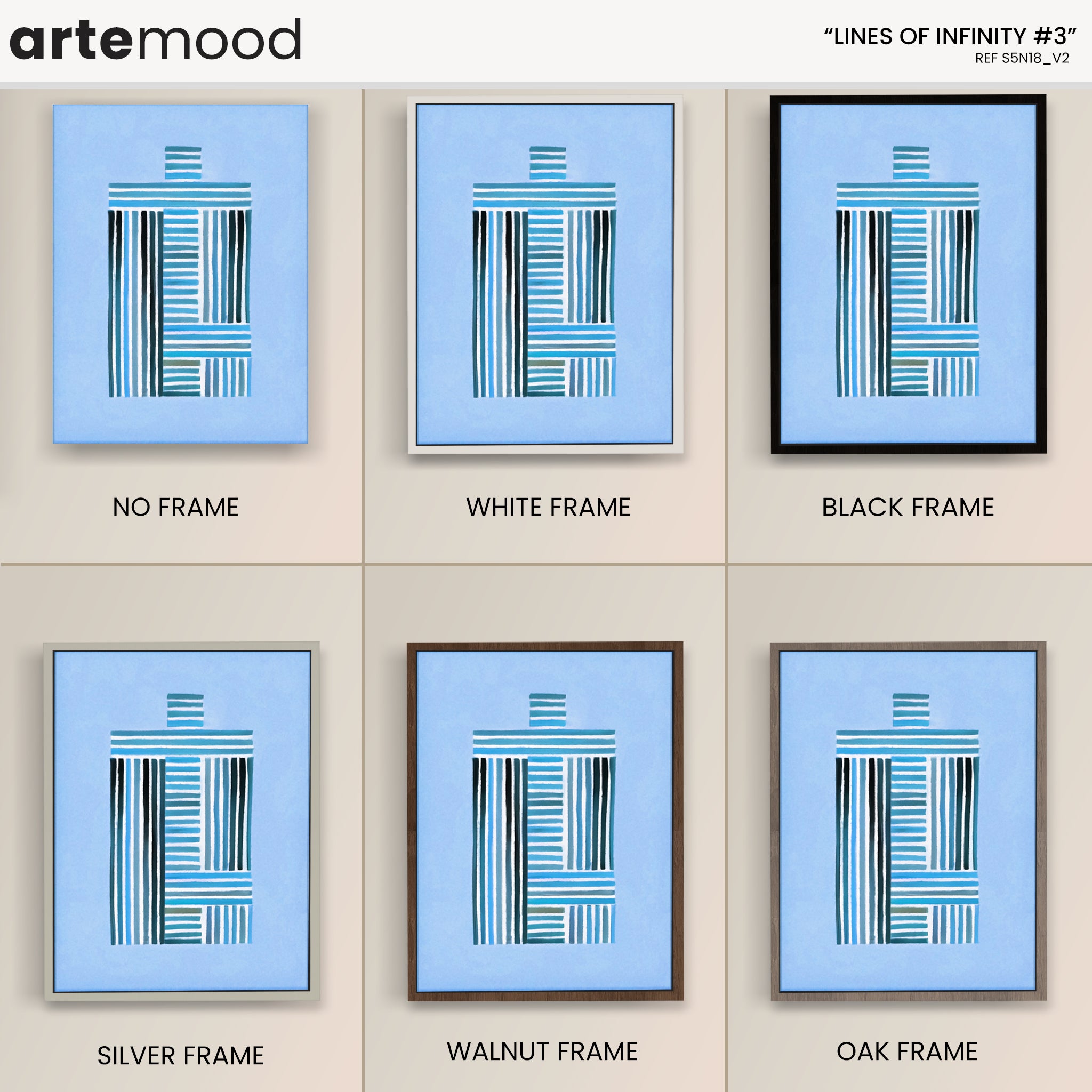 Abstract Artwork Print - Modern Art Canvas - Vibrant Color Art, Blue Colors, Vertical Lines, Minimal Art