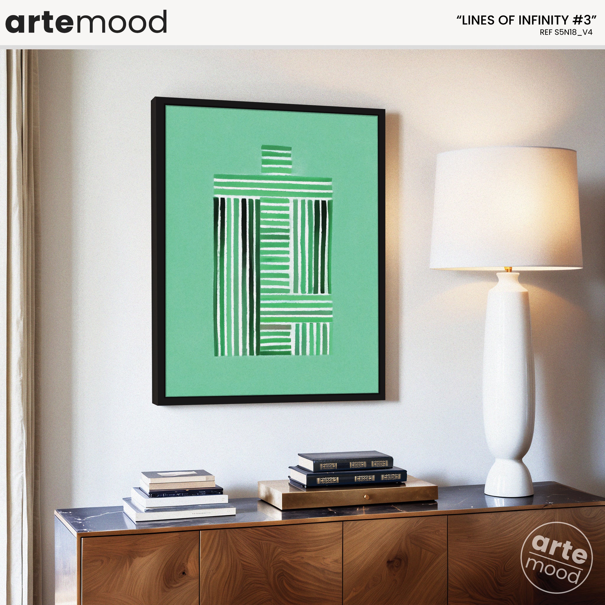 Abstract Artwork Print On Canvas - Minimalist Composition Modern Art - Green Tones