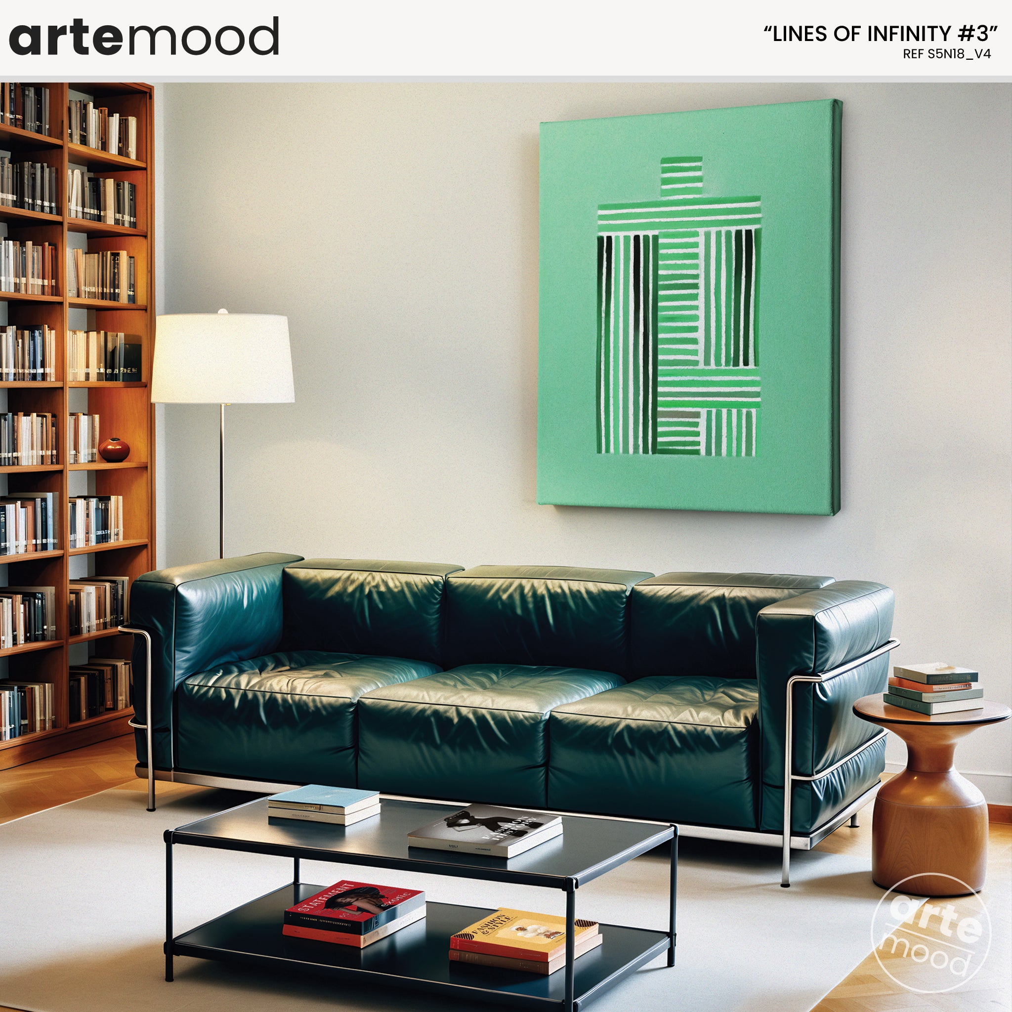 Abstract Artwork Print On Canvas - Minimalist Composition Modern Art - Green Tones