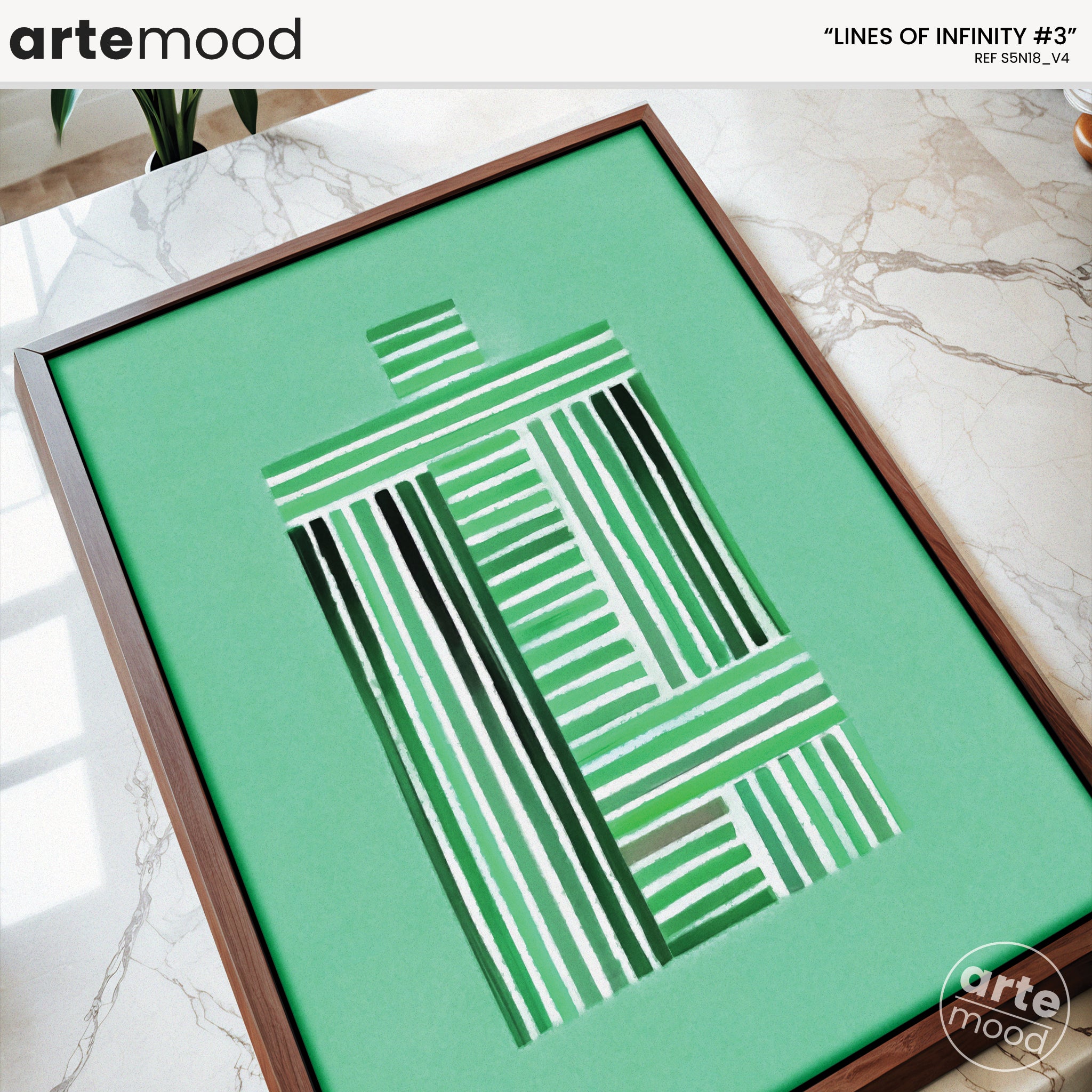 Abstract Artwork Print On Canvas - Minimalist Composition Modern Art - Green Tones