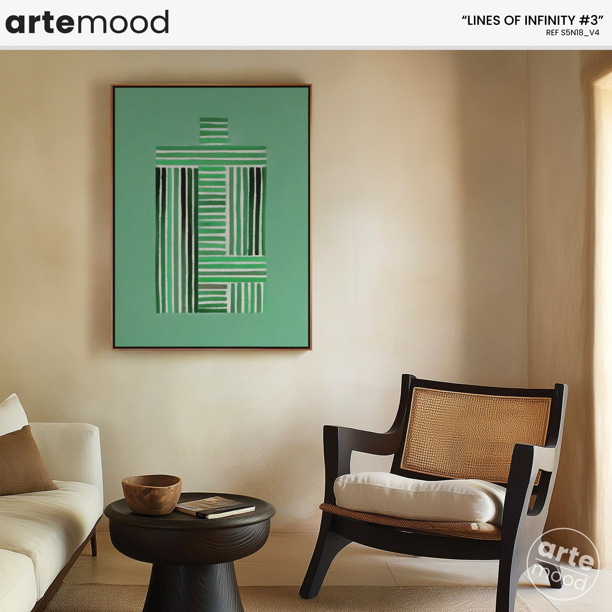 Abstract Artwork Print On Canvas - Minimalist Composition Modern Art - Green Tones