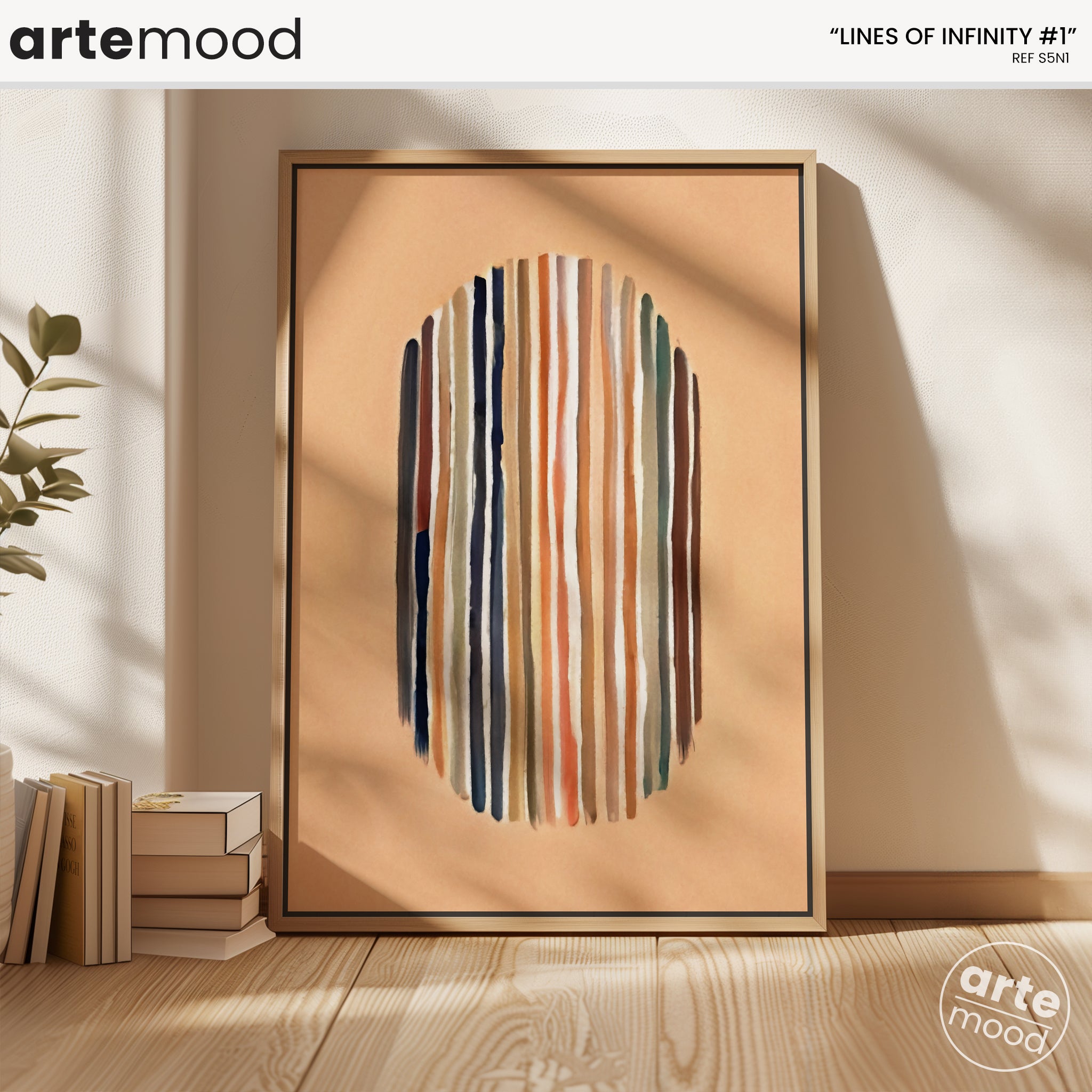 Abstract Artwork Print On Canvas - Minimalist Geometric Modern Art - Vertical Lines Zen, Beige, Orange, Serene, Chic Decor