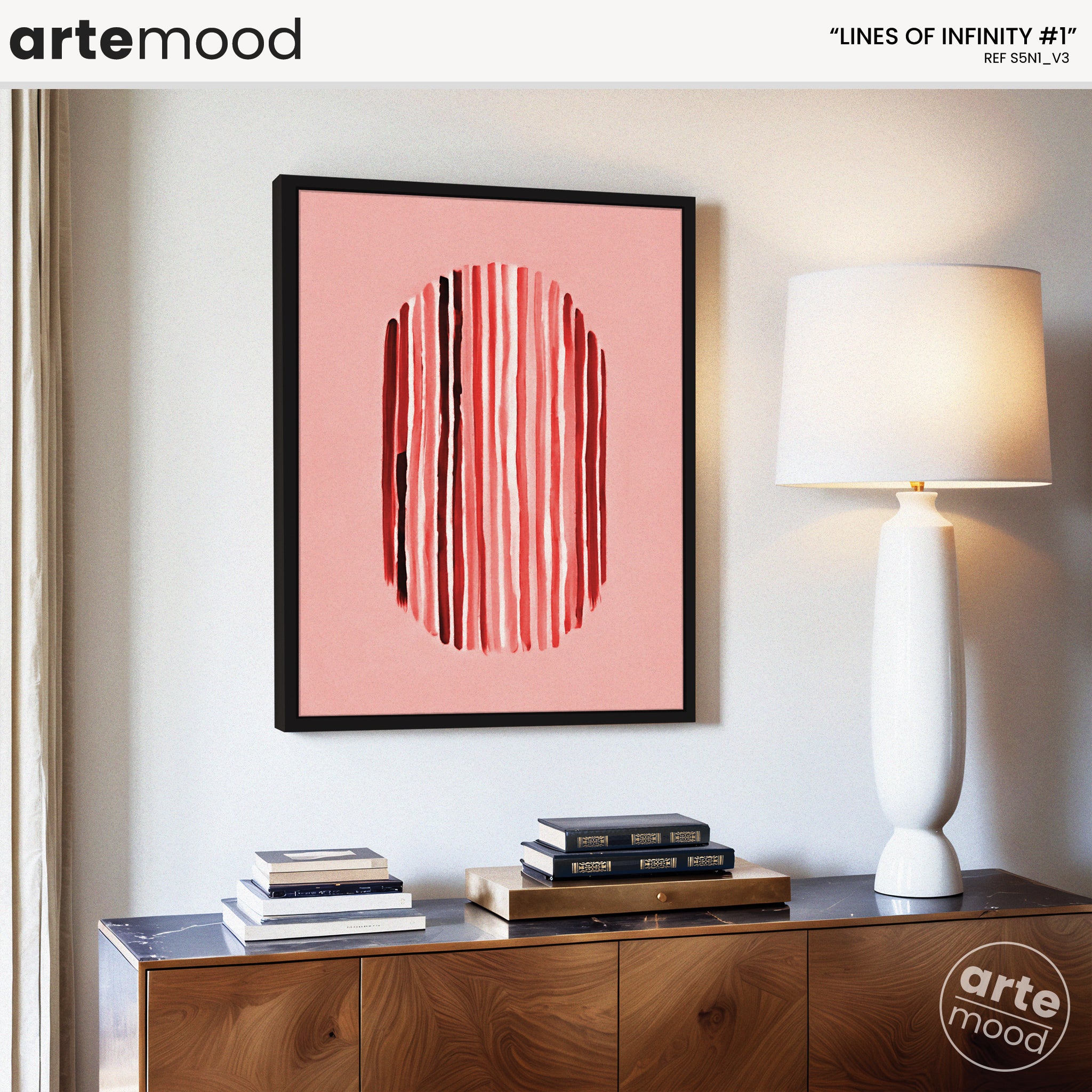 Abstract Artwork Print - Modern Art Canvas - Minimal Art, Lines, Red Color