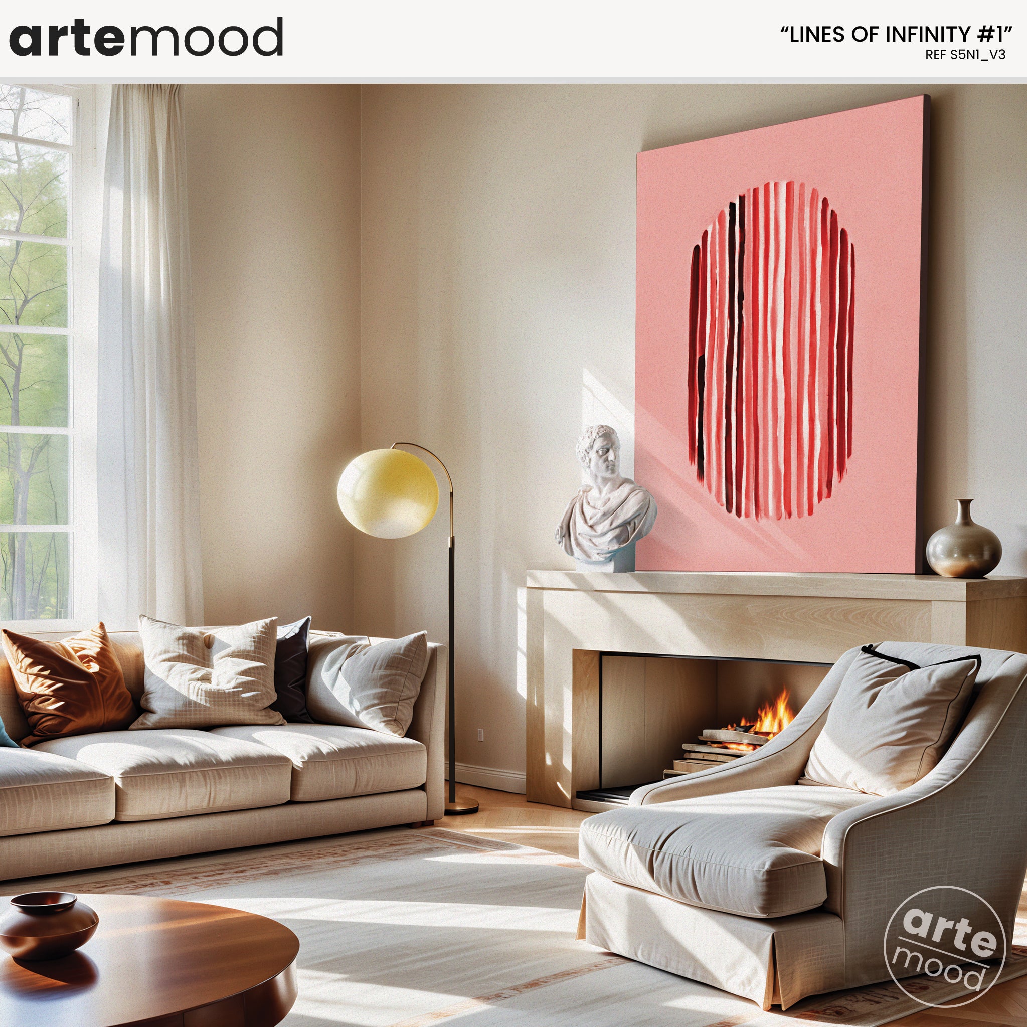 Abstract Artwork Print - Modern Art Canvas - Minimal Art, Lines, Red Color