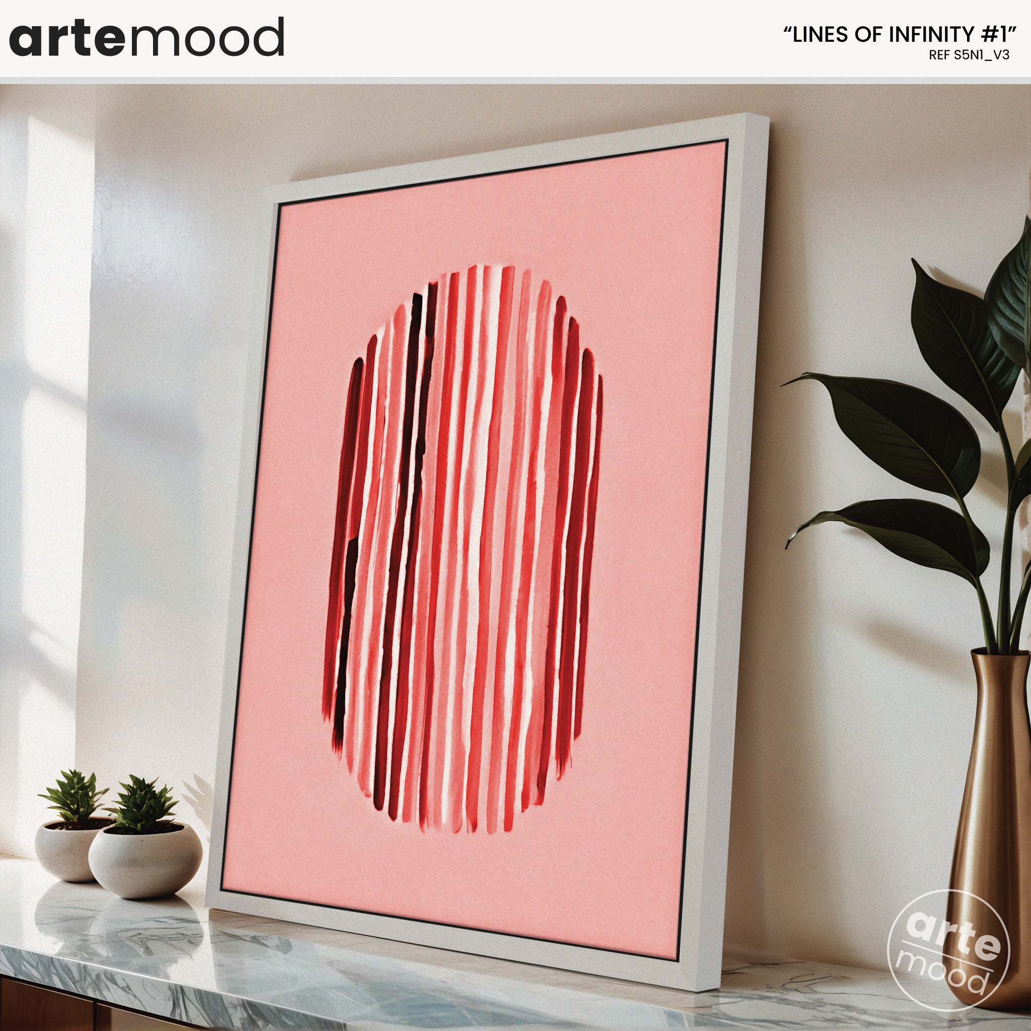 Abstract Artwork Print - Modern Art Canvas - Minimal Art, Lines, Red Color