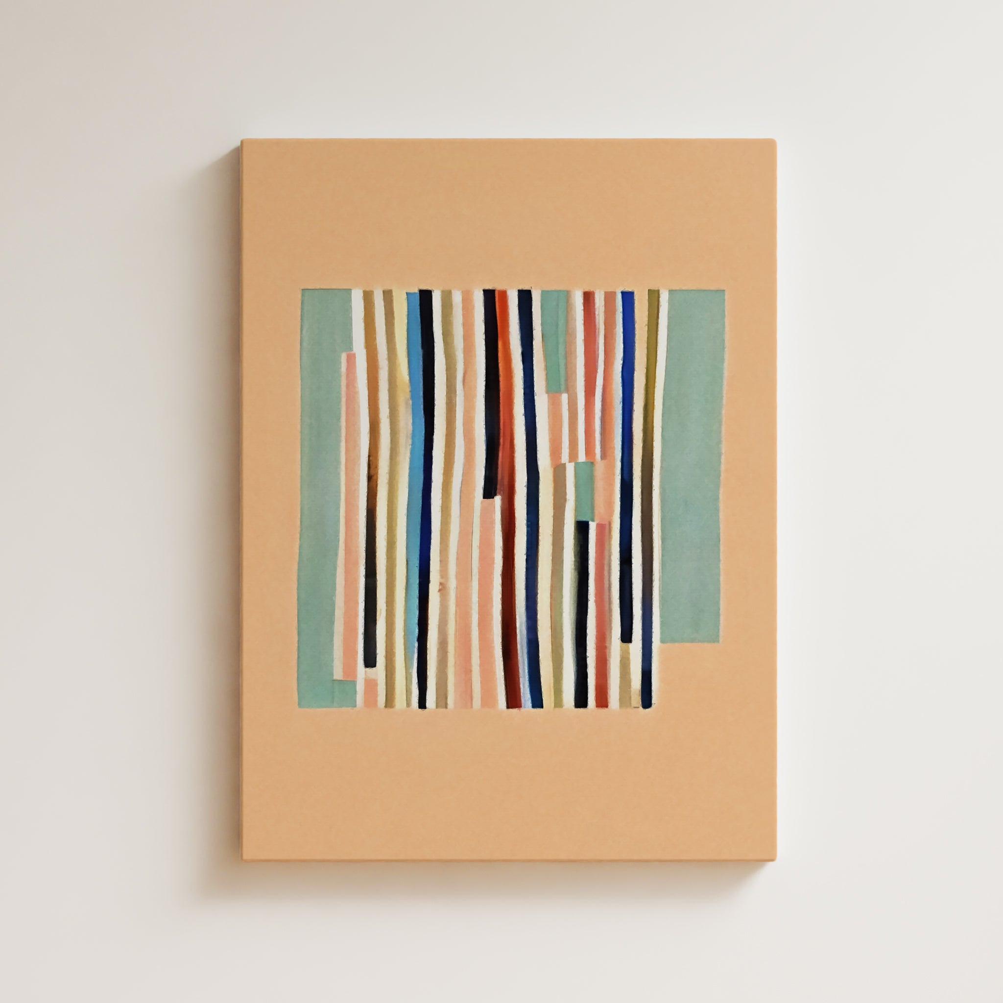 Abstract Artwork Print On Canvas - Minimalist Geometric Modern Art - Pastel Colors, Vertical Lines, Minimal Zen Wall Art