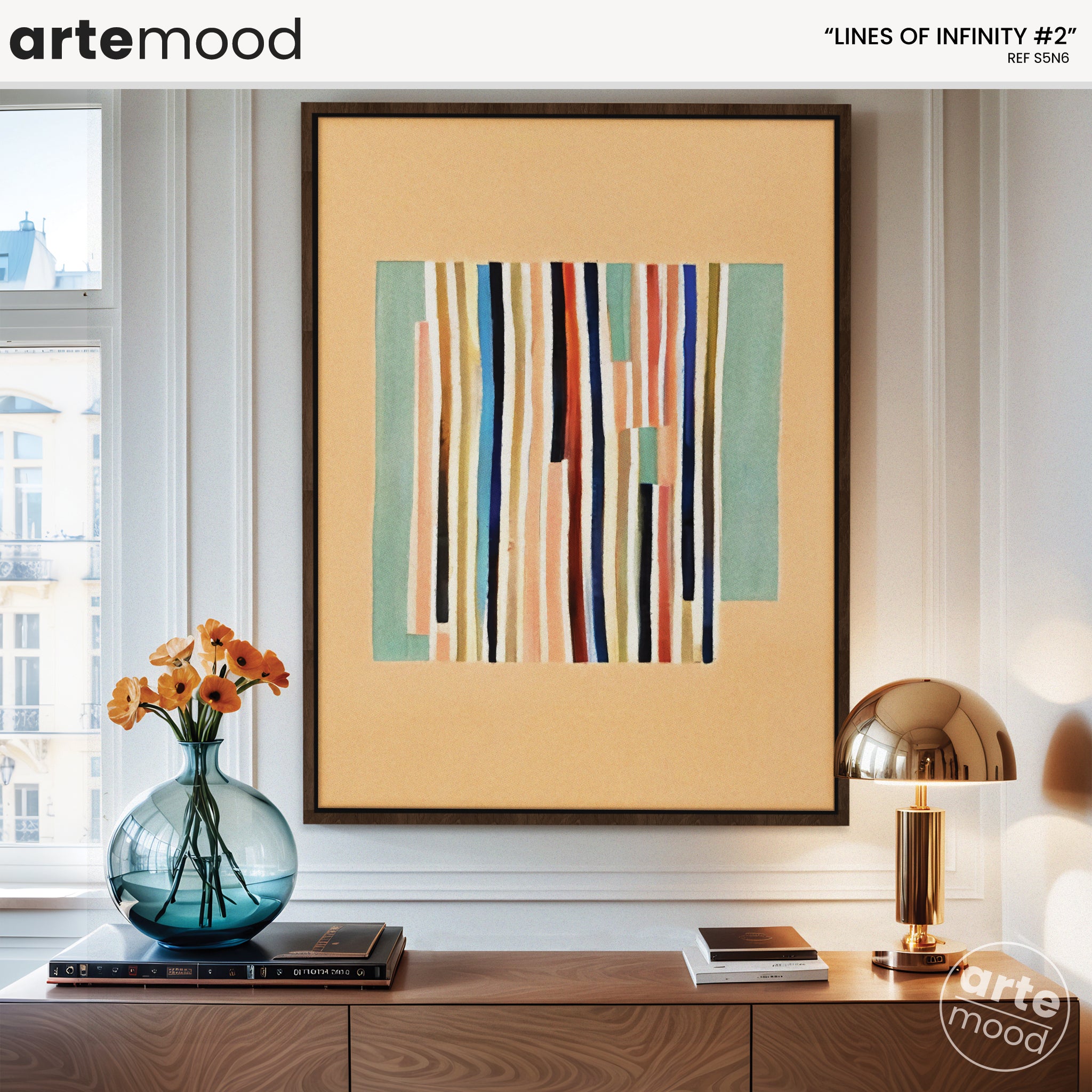 Abstract Artwork Print On Canvas - Minimalist Geometric Modern Art - Pastel Colors, Vertical Lines, Minimal Zen Wall Art