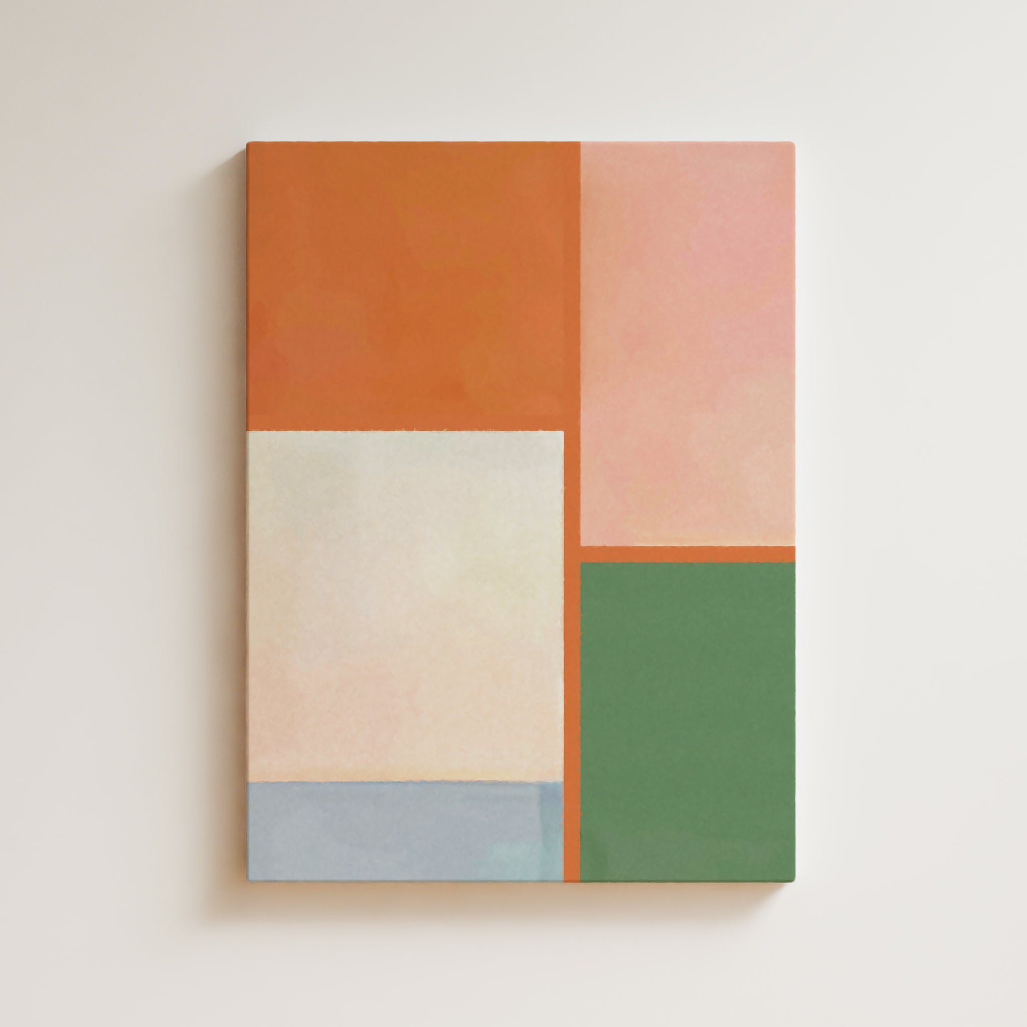 Abstract Artwork Print On Canvas - Minimalist Geometric Modern Art - Orange, Green, Blue, Beige