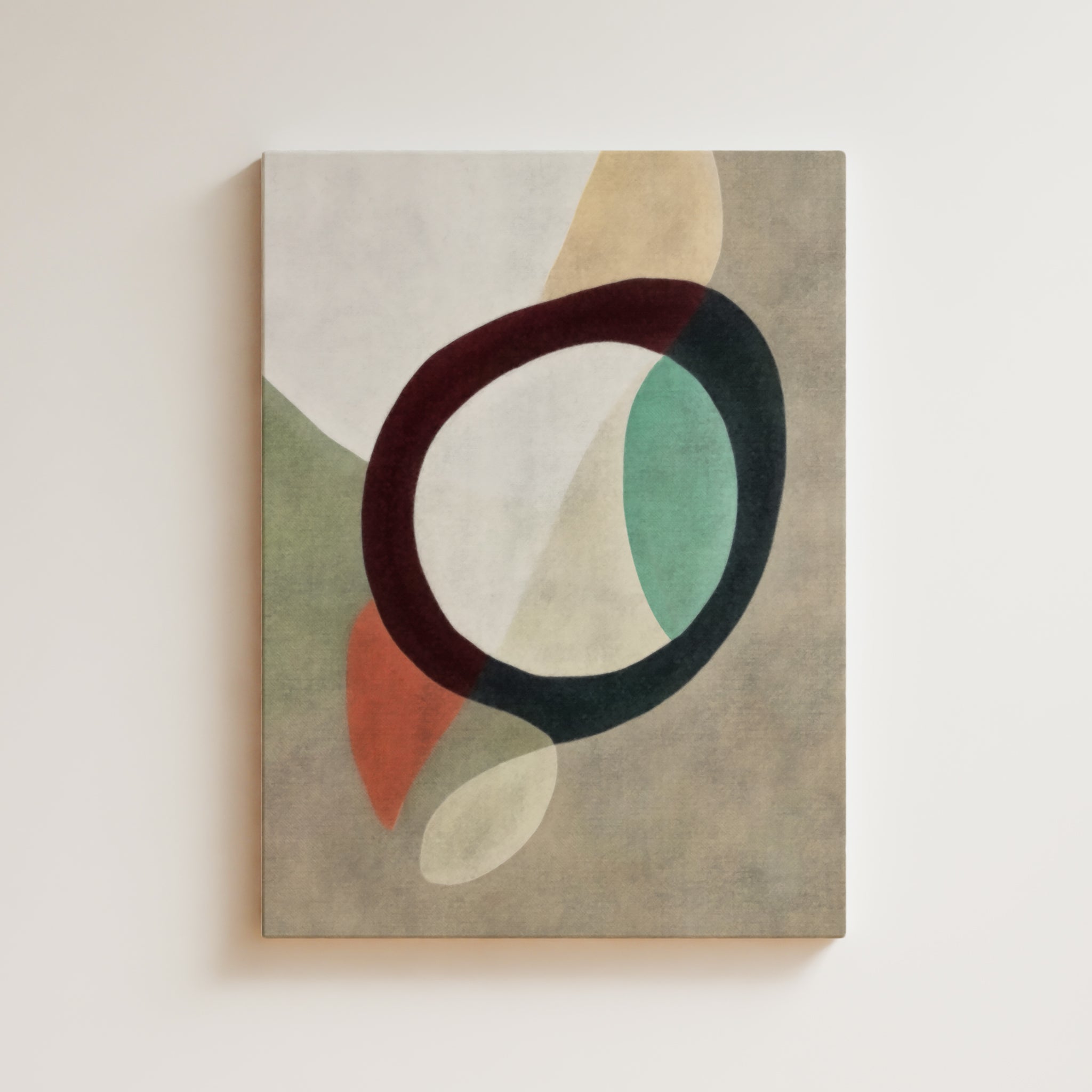 Abstract Artwork Print On Canvas - Minimalist Geometric Modern Art - Green, Beige, Circle, Organic Wall Art Zen