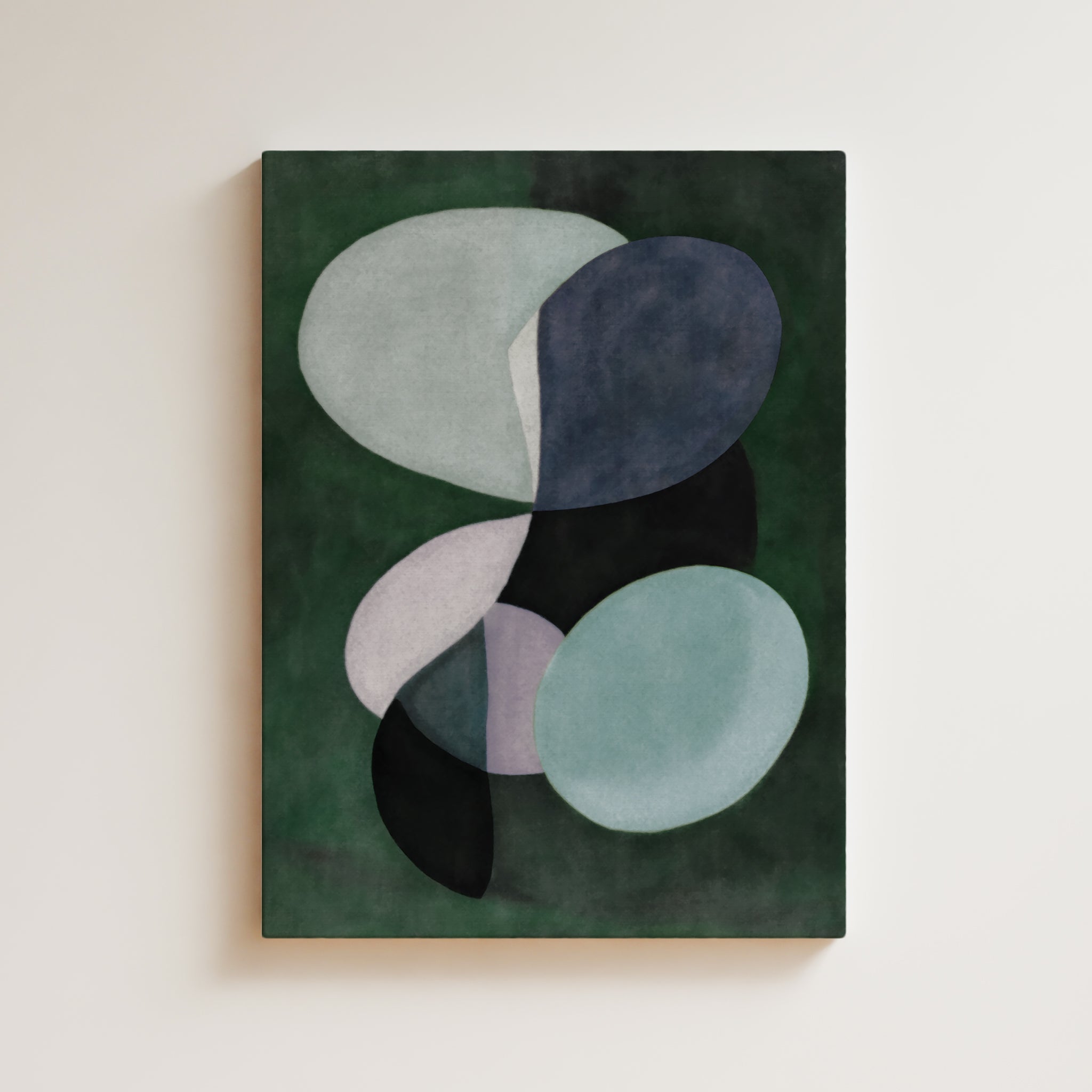 Abstract Artwork Print On Canvas - Minimalist Geometric Modern Art - Green Nature Organic Tones Contemporary Wall Art