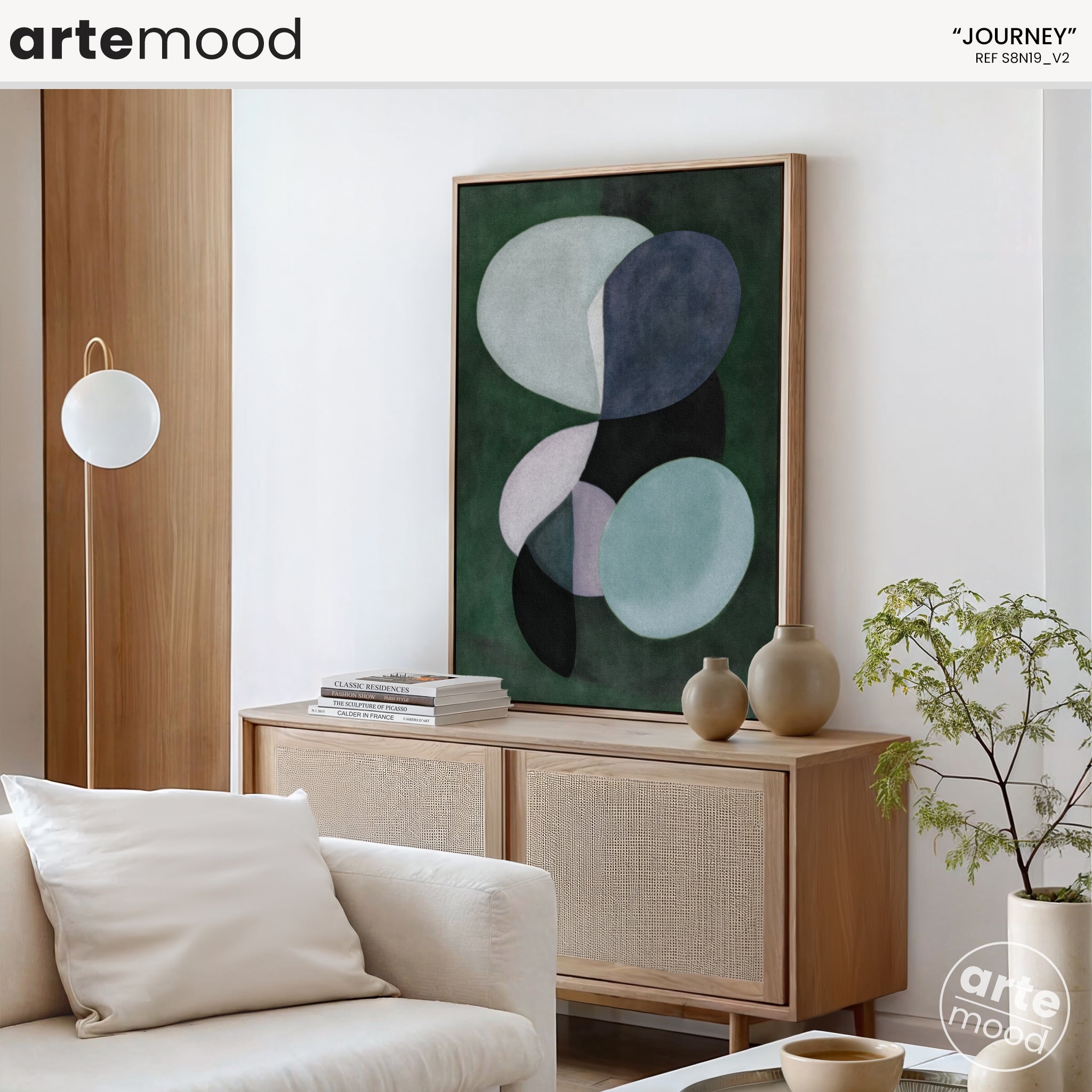 Abstract Artwork Print On Canvas - Minimalist Geometric Modern Art - Green Nature Organic Tones Contemporary Wall Art