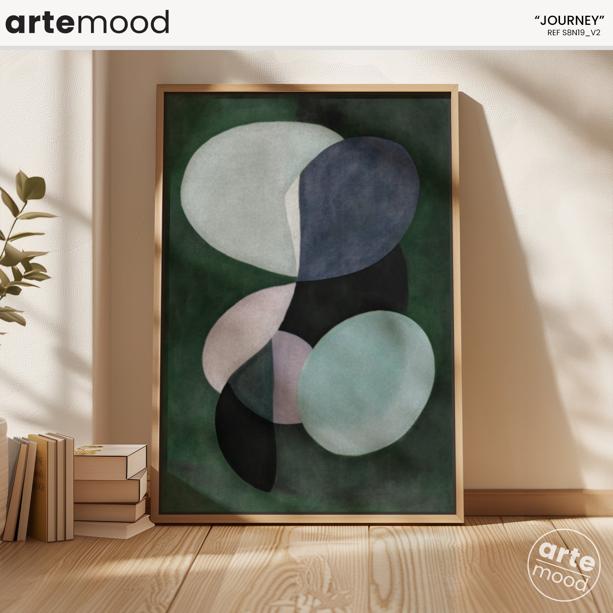 Abstract Artwork Print On Canvas - Minimalist Geometric Modern Art - Green Nature Organic Tones Contemporary Wall Art