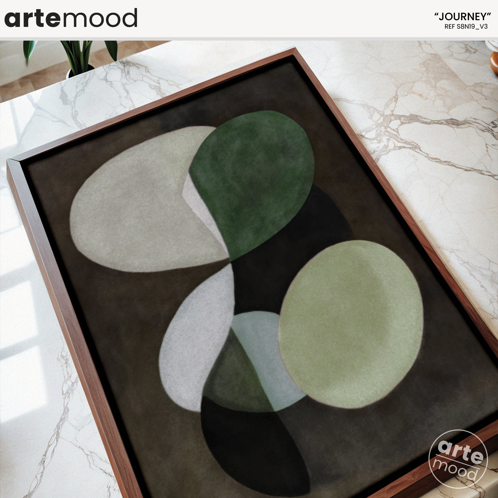 Abstract Artwork Print On Canvas - Minimalist Composition - Zen Wall Art Canvas - Green Tones