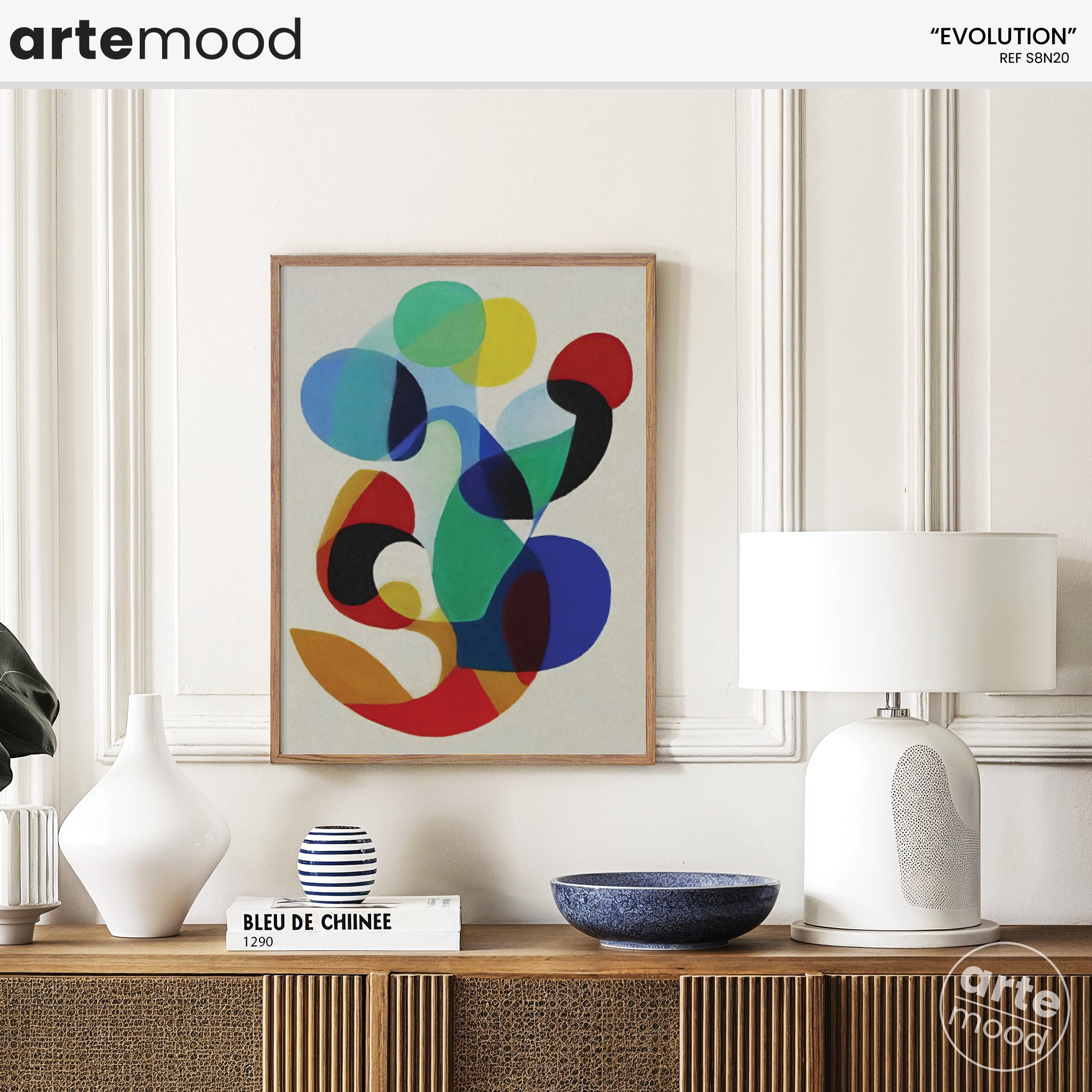 Striking Artwork Print On Canvas - Fluid Forms, Colorful, Organic Shapes, Happy