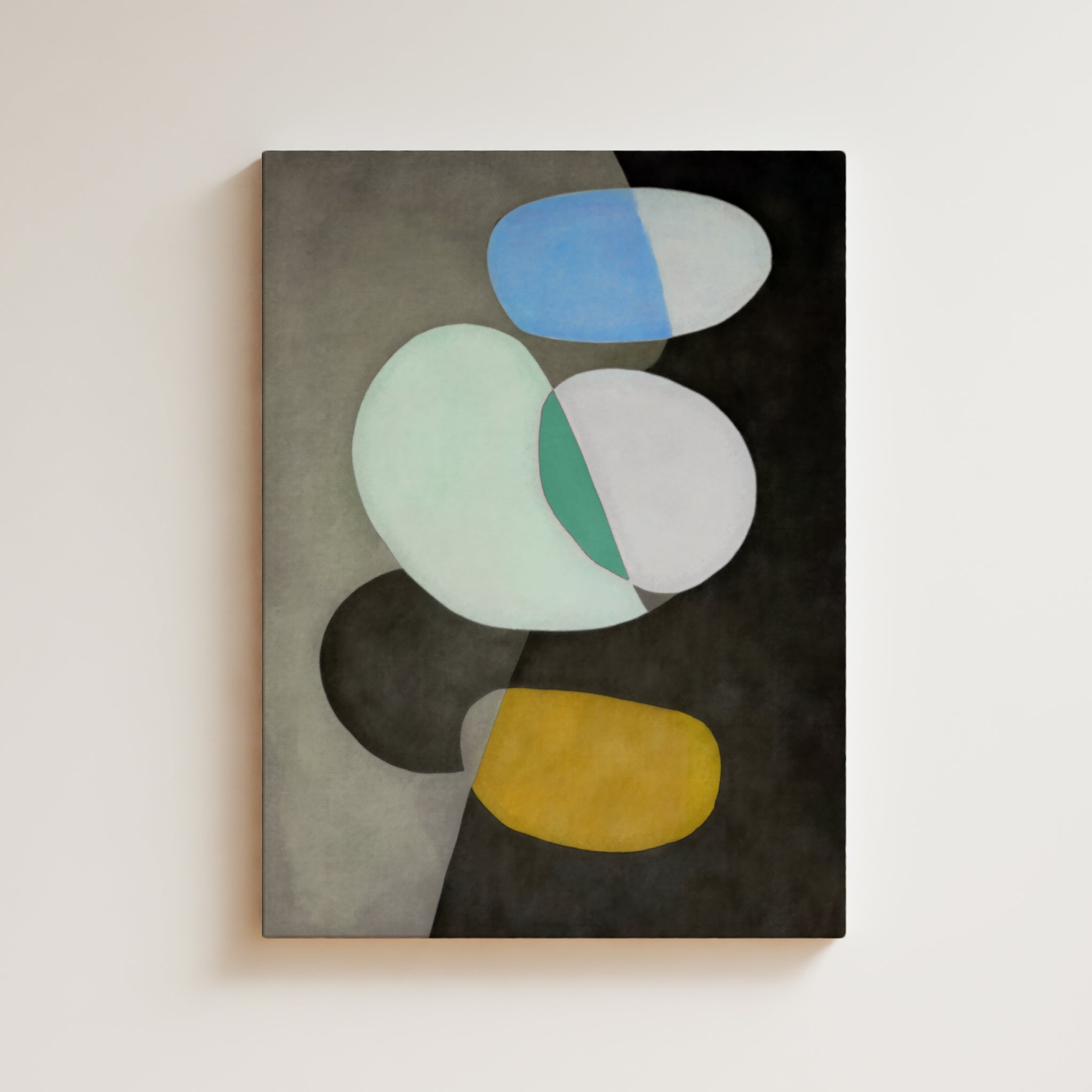 Abstract Artwork Print On Canvas - Minimalist Geometric Modern Art - Curve Forms Zen Shapes Pebbles Minimal Art